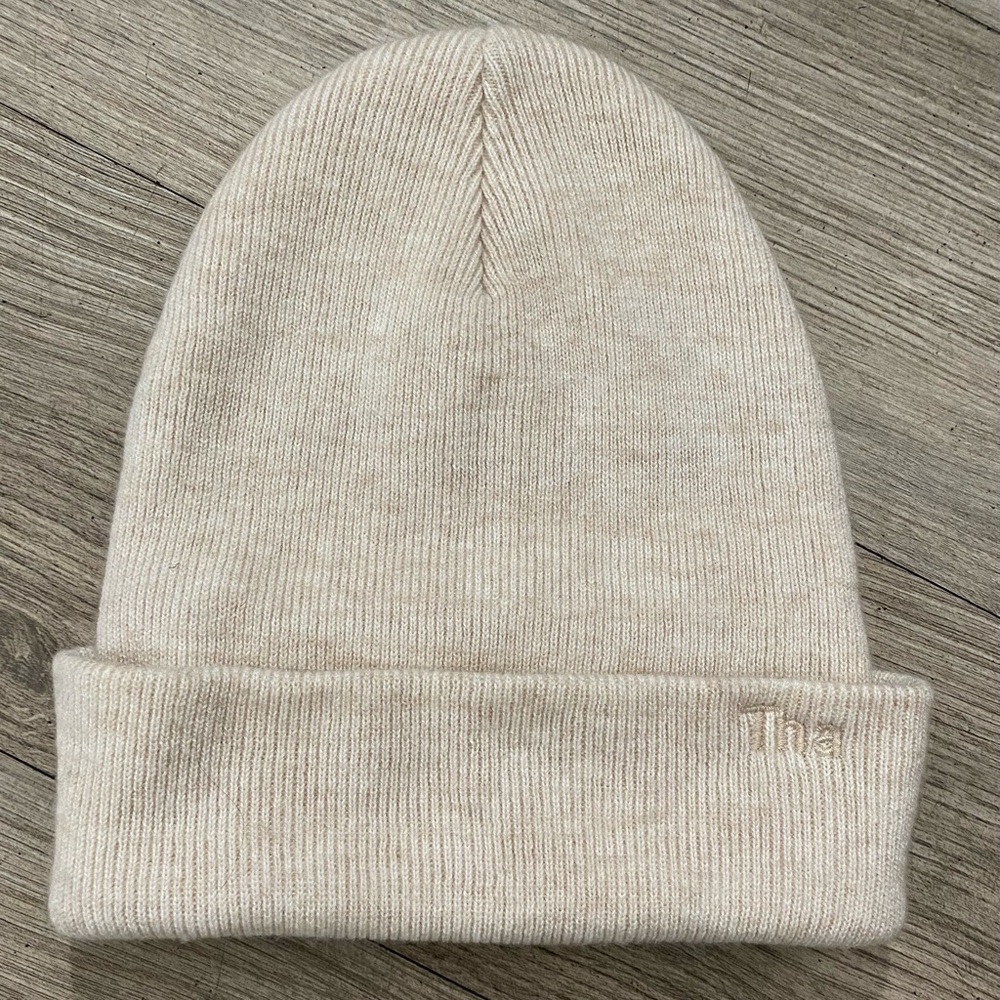TNA Cream Ribbed Knit Beanie